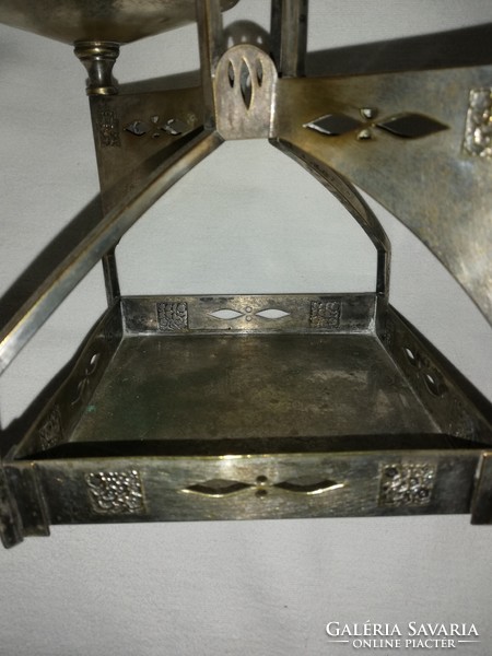 Jugendstil ezüstözött asztali mécsestartó