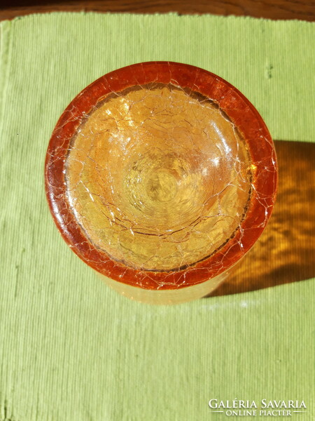 Large, orange cracked glass bowl