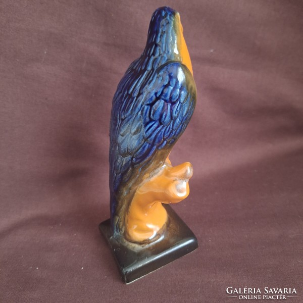 German ceramic bird, parrot, blue-yellow