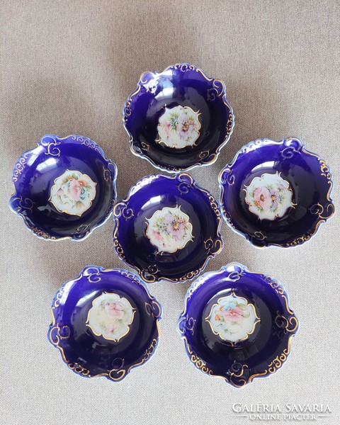 6 Pcs. Gold-plated, hand-painted bowl!