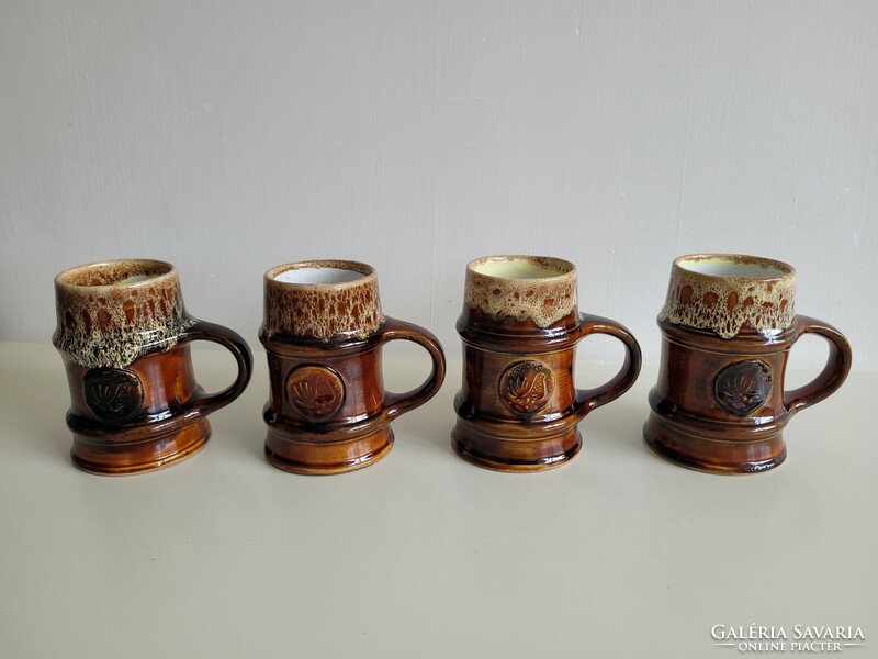 4 Pcs retro mid century Zsolnay pyrogranite pitcher clustered pearl ceramic beer pitchers