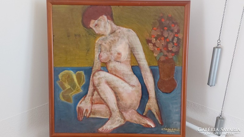 (K) Stadler Zoltán női akt festmény 64x64 cm kerettel