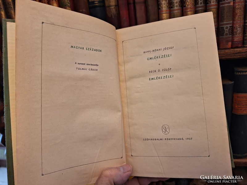 1957 Two memoirs in one -rippl-rónai j. Memoirs ----- beck.O.Fílöp's memoirs