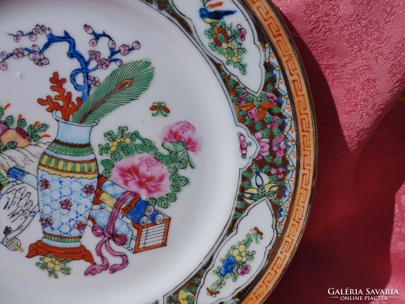 Beautiful, hand-painted oriental porcelain cake plate, decorative plate