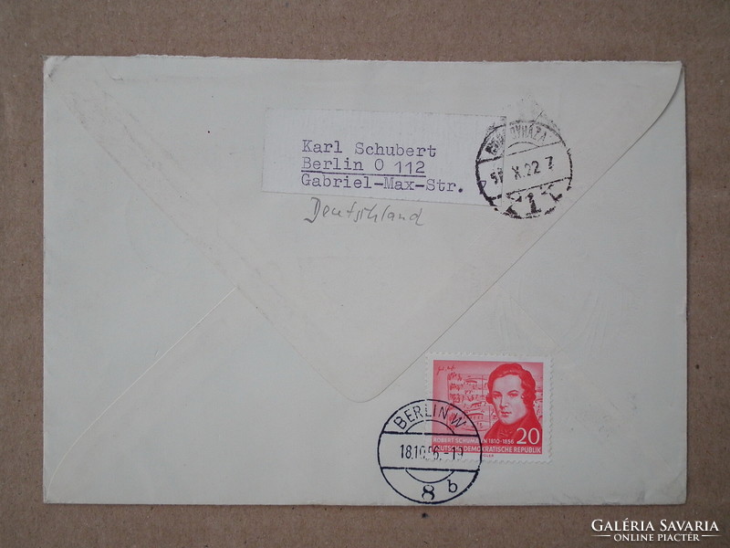 1956. Ndk, used fdc airmail - 500 years of the University of Greifswald + Schumann stamp (approx. HUF 870+)