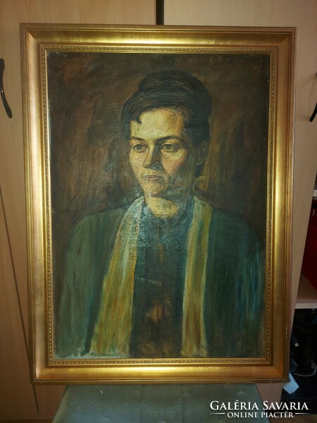 Munkácsy-díjas!!! Szabó Lajos (1927-95): Női alak, festmény, olaj, vászon, 50x70 cm+ rendes keret