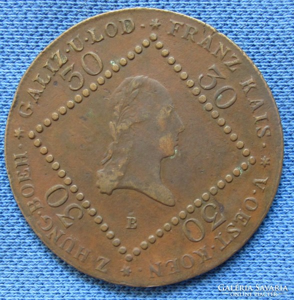 I. Ferenc réz 30 krajcár 1807 B