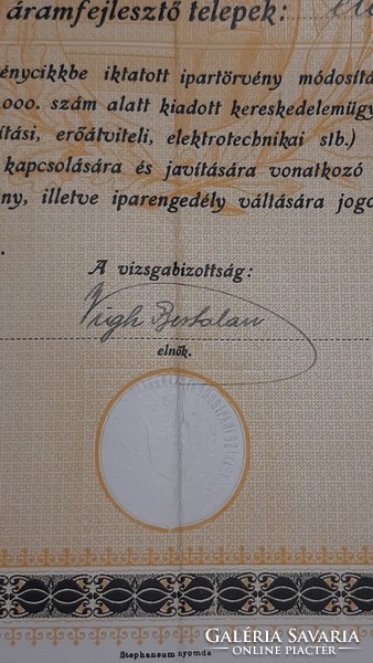 Final certificate m.Kir.All. Mechanical and electrical engineering school 1942