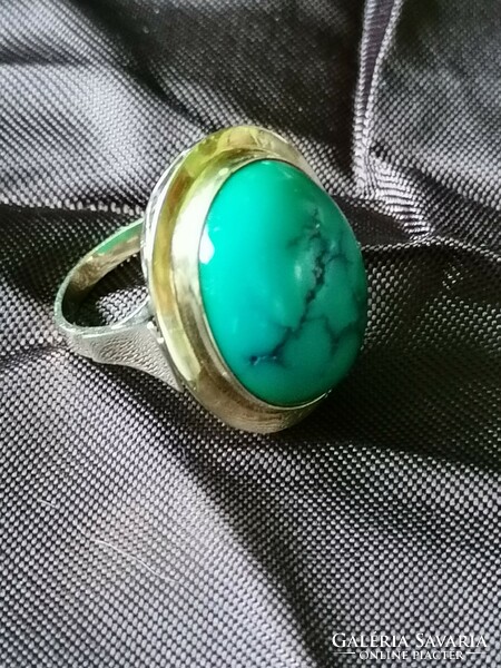 Turquoise stony gold ring