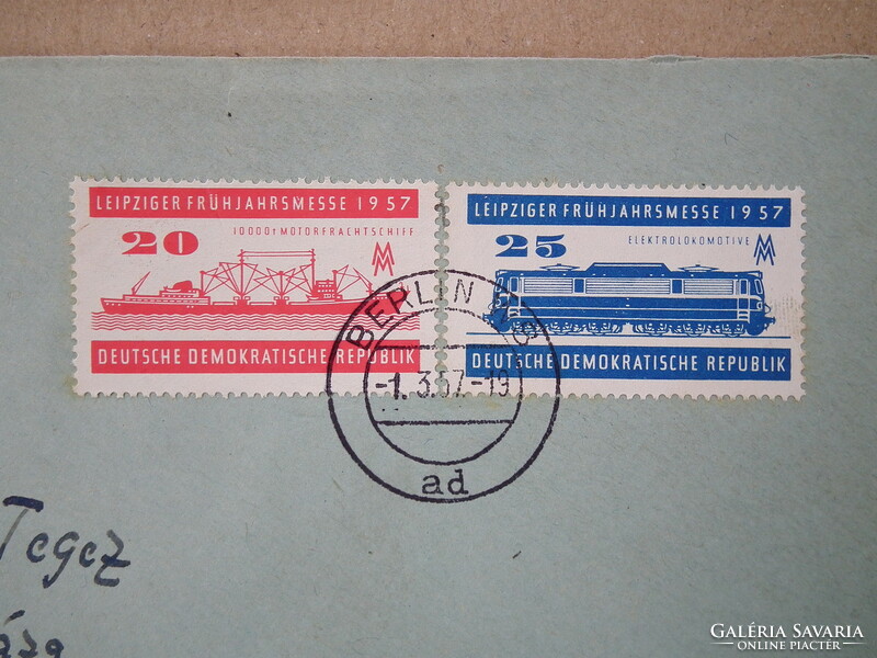 1957. NDK futott légiposta - Lipcsei Nemzetközi Tavaszi Vásár bélyegsorral (400Ft+)