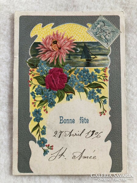 Antik hosszúcímzéses dombornyomott litho képeslap -1906                 -7.