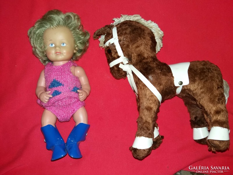 Antik német jelzett Schildkröte hajas játák baba póni lóval nagyon ritka a képek szerint