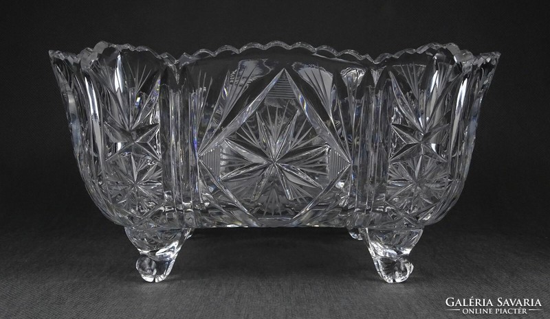 1O798 large footed polished crystal centerpiece serving bowl 2.615Kg