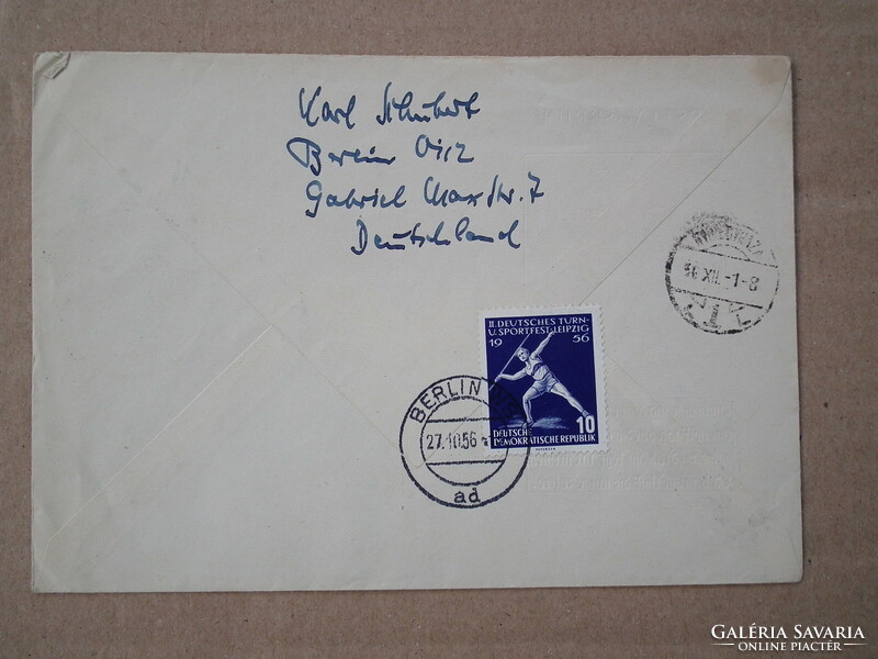 1956. Ndk fdc (cat. Value: 1.20 eur) - stamp day - with sports stamp on the back
