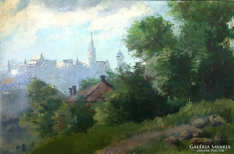 Háry Gyula (1864 - 1946):Városkép , olaj-karton