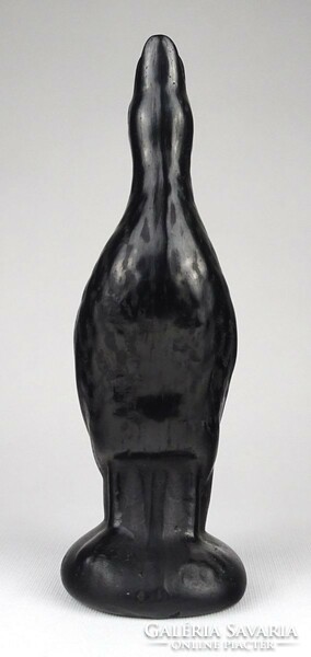 1O858 Jelzett korondi fekete kerámia madár figura 26 cm