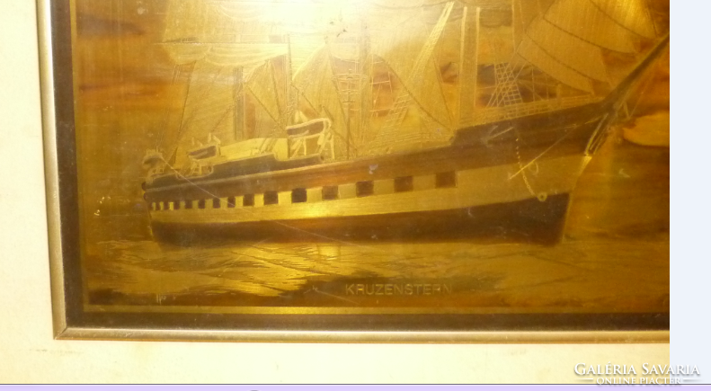 Kruzenshtern 1926-ban épült hajó ábrázolása, rézlemez/falikép, XX.szd második fele