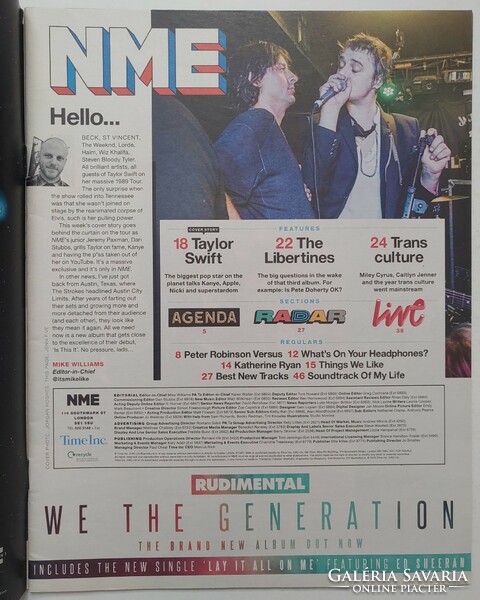 Nme magazin 15/10/9 taylor swift libertines brian blessed hurts marr homeland magic gang the walk