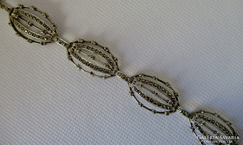 Very nice antique Hungarian silver bracelet with marcasite