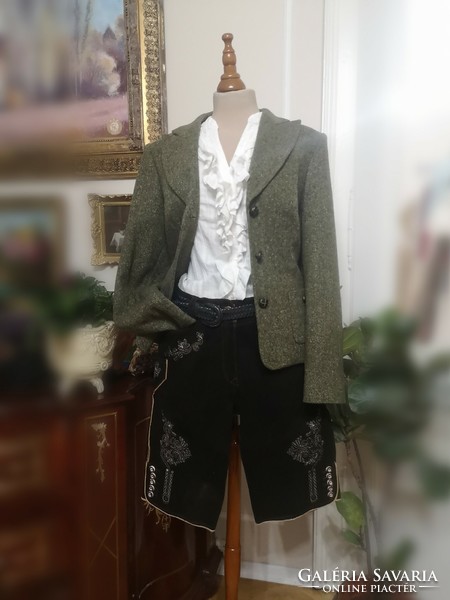 Stockerpoint 38-as bőr Oktoberfest tiroli rövidnadrág, bajor trachten viselet