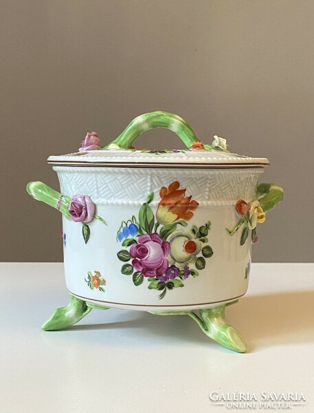 First-class 1943 Herend biscuit holder porcelain decorative object