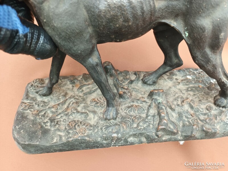 Antique large cast iron hunting dog statue