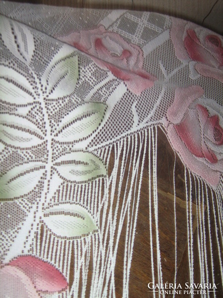 Csodaszép vintage stílusú színes rózsás szalagos vitrázs / panoráma függöny