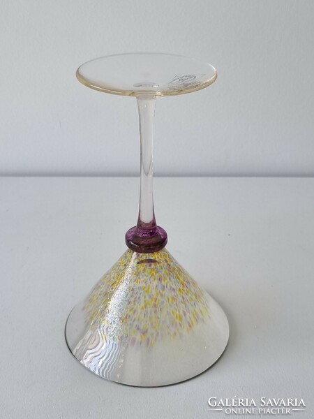 Vintage art glass goblet, marked decorative glass -18 cm