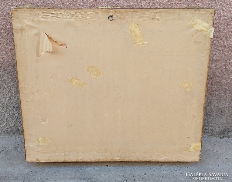 Révész Imre színes, jelzett rézkarc blondel képkeretben, 57x67 cm