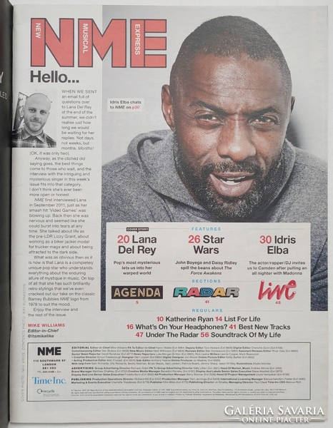 NME magazin 15/12/11 Lana Del Ray Idris Elba Daisy Ridley Boyega Carrie Brownstein Grimes Manic Stre