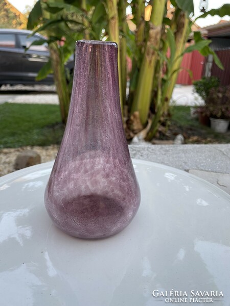 Purple cracked veil glass veil Carcagi berekbürdő glass vase collectors mid-century modern