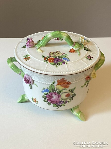 First-class 1943 Herend biscuit holder porcelain decorative object