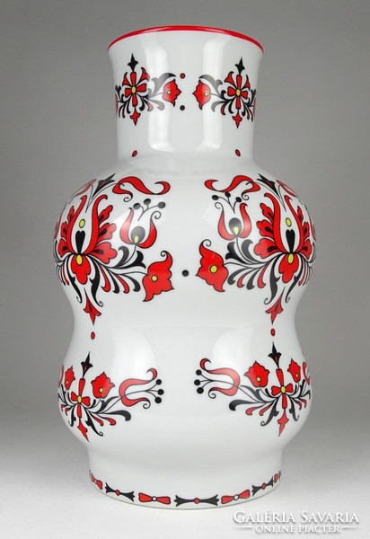 1O856 large folk motif Zsolnay porcelain vase 30 cm