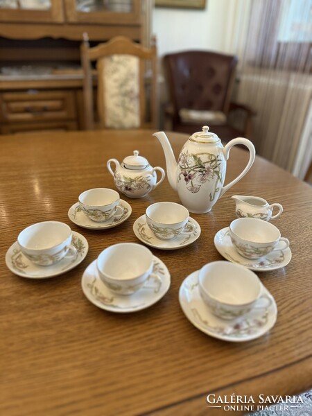 Zsolnay spring pattern coffee set for 6 people