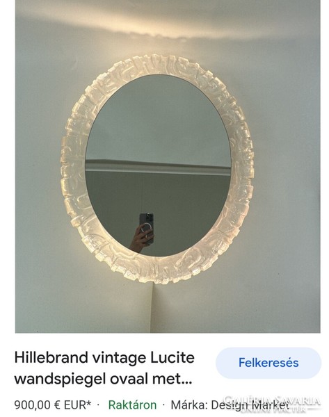 Art-Deco Hillebrand   ikonikus design tükör 1970  ALKUDHATÓ