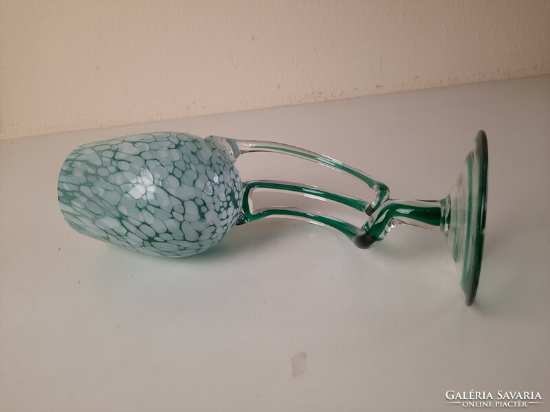Vintage Jozefina Krosno fújt üveg váza, medúza (jellyfish) szárral
