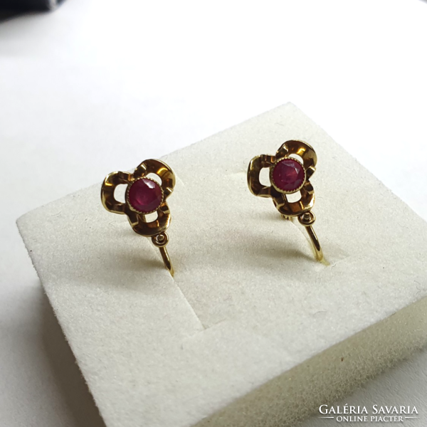 Earrings with burgundy stones in the front