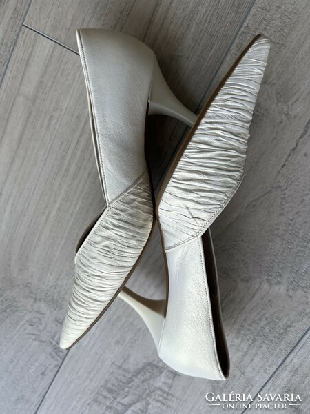 GABOR elegáns alkalmi sevróbőr cipő 38-as, gyöngyház fehér (porcelán) színű
