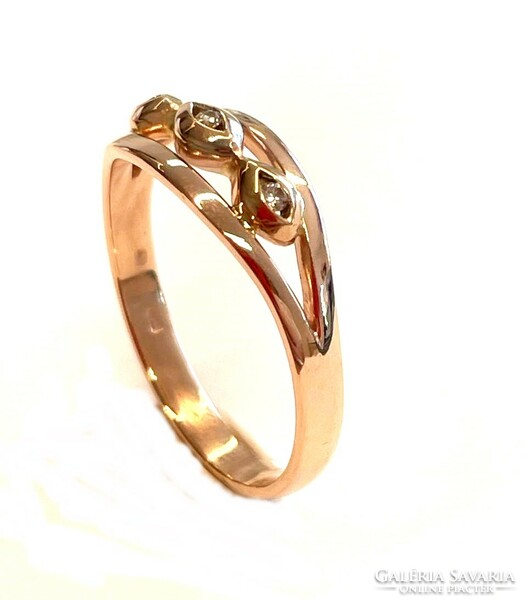 Brill köves vörös arany gyűrű 58M