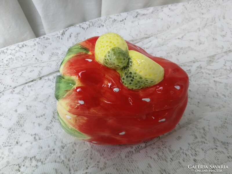 Very, very cute, special strawberry ceramic container