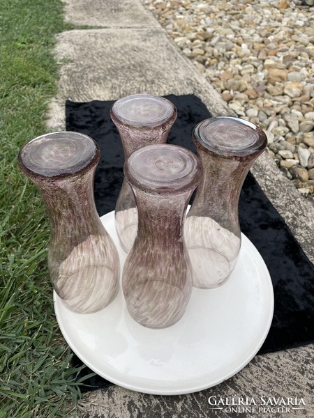 Retro ritkább barna barnás váza repesztett Gyönyörű  Fátyolüveg fátyol karcagi berekfürdői üveg