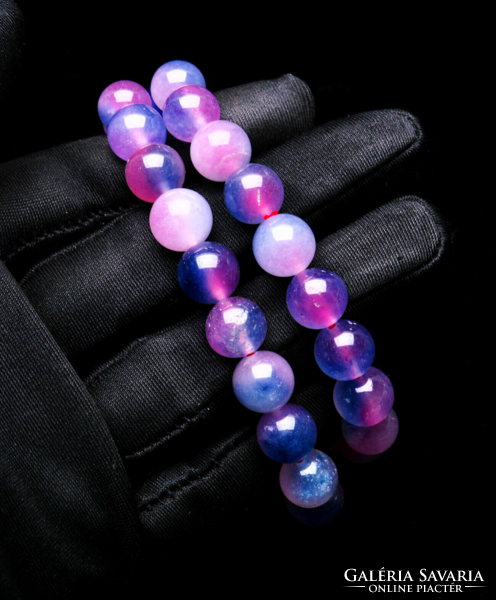 Purple rainbow fluorite mineral bracelet, 10 mm beads 442