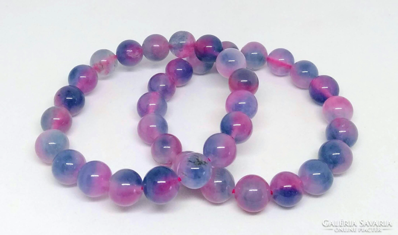 Purple rainbow fluorite mineral bracelet, 10 mm beads 442