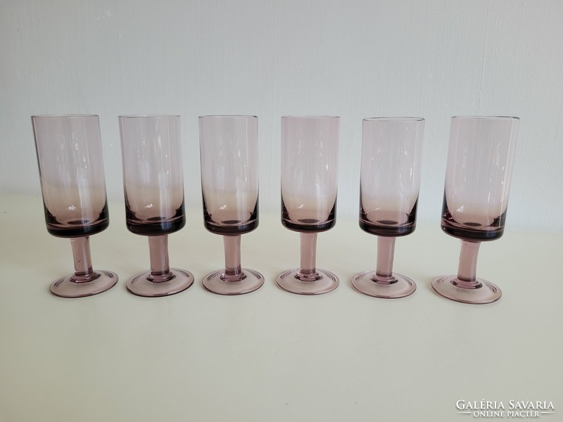 Retro set of 6 purple stemmed glass mid century glass glasses