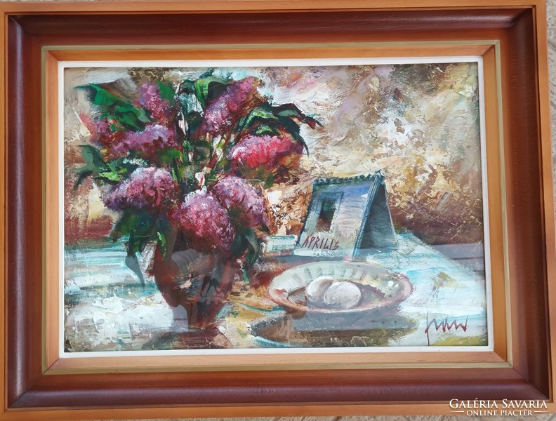 Fodor József - Húsvéti csendélet -   festmény 35 cm x 50 cm