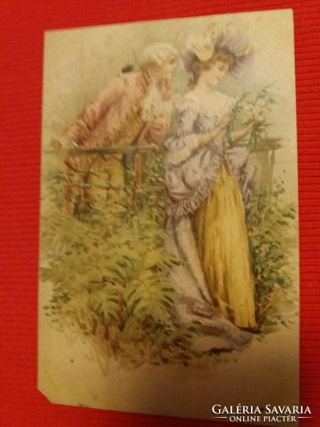 Antik barokkjelenetes színes postatiszta képeslap a képek szerint