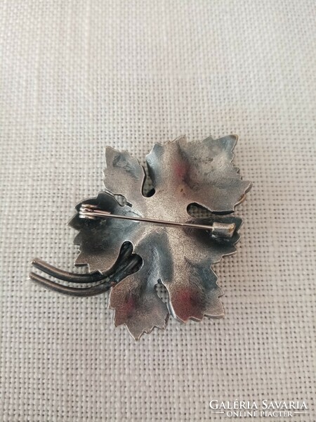 Old craftsman silver plated goldsmith copper leaf brooch / pin