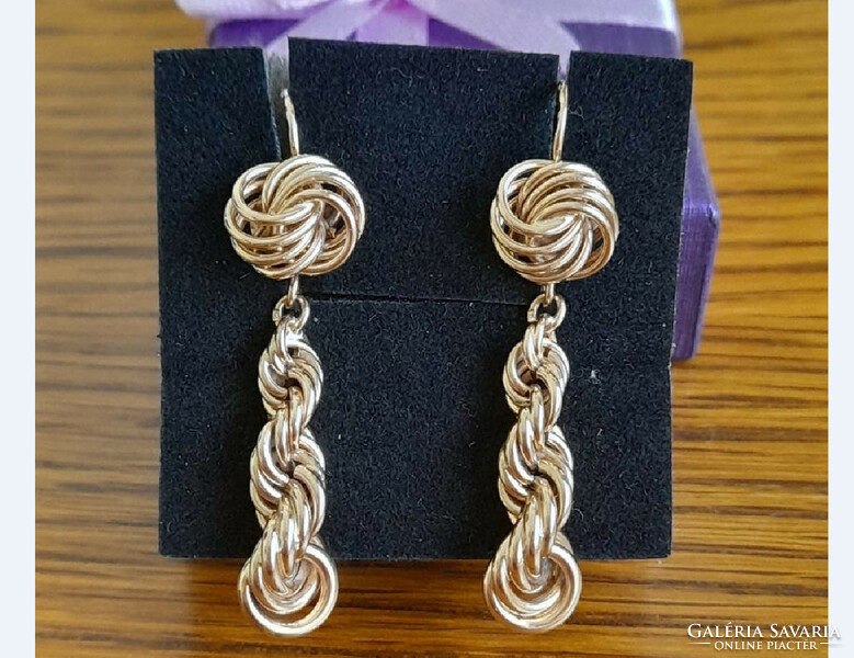 Exclusive antique braided pendant rose gold earrings