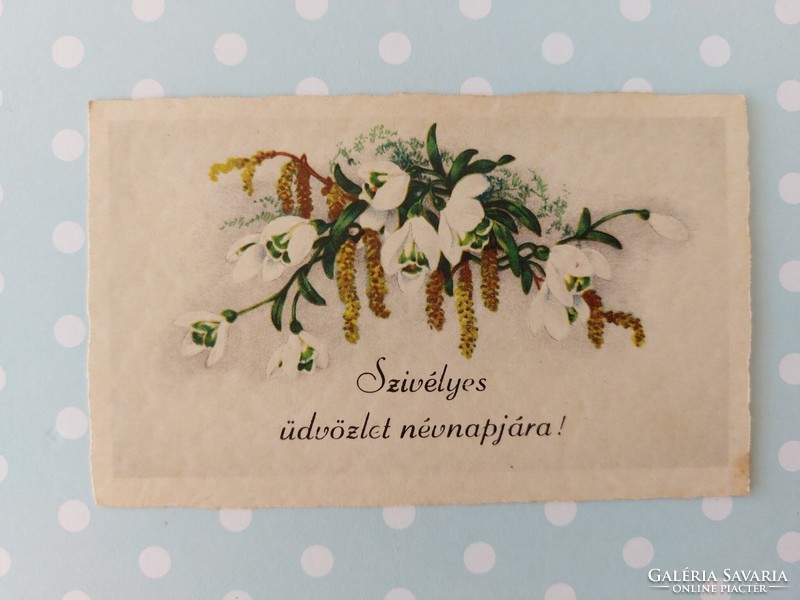 Old mini postcard greeting card snow flower