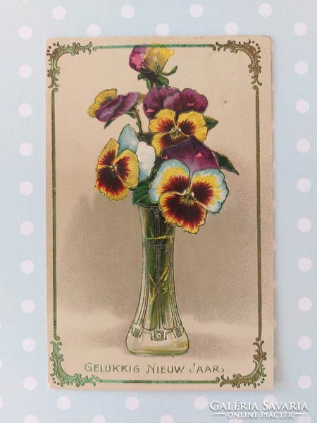 Old postcard floral art nouveau postcard pansy